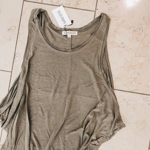 New! Raw Edge Tank Top - Olive